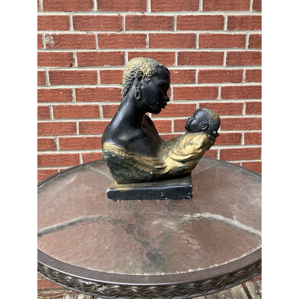 Vtg Austin Sculpture African Mother& Swaddled Baby Alice Ecila Ceramic Mexico - Picture 3 of 7